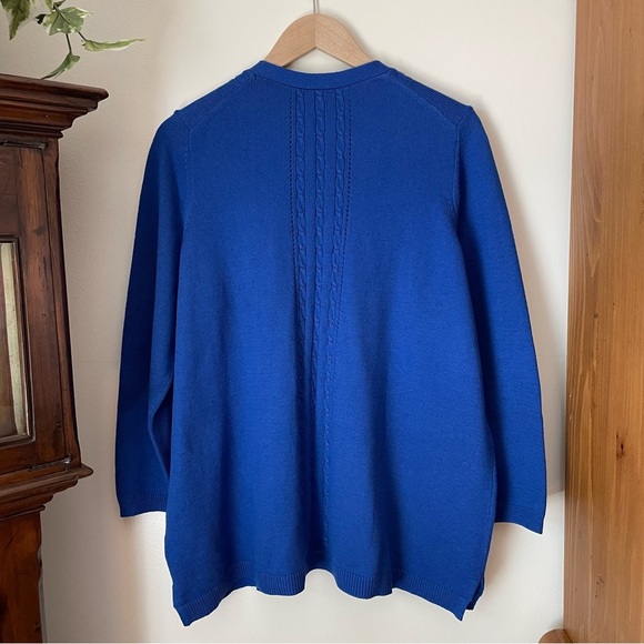 Talbots Blue Boyfriend Cardigan V-Neck Long Sleeve Button Front Size 2X Petite - Picture 9 of 16